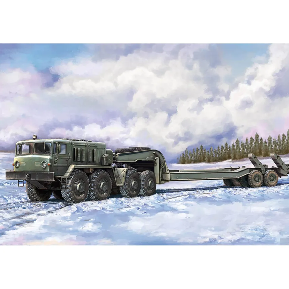 Maquette camion : Type intermédiaire MAZ-537G avec semi-remorque MAZ/ChMZAP 5247G - Trumpeter