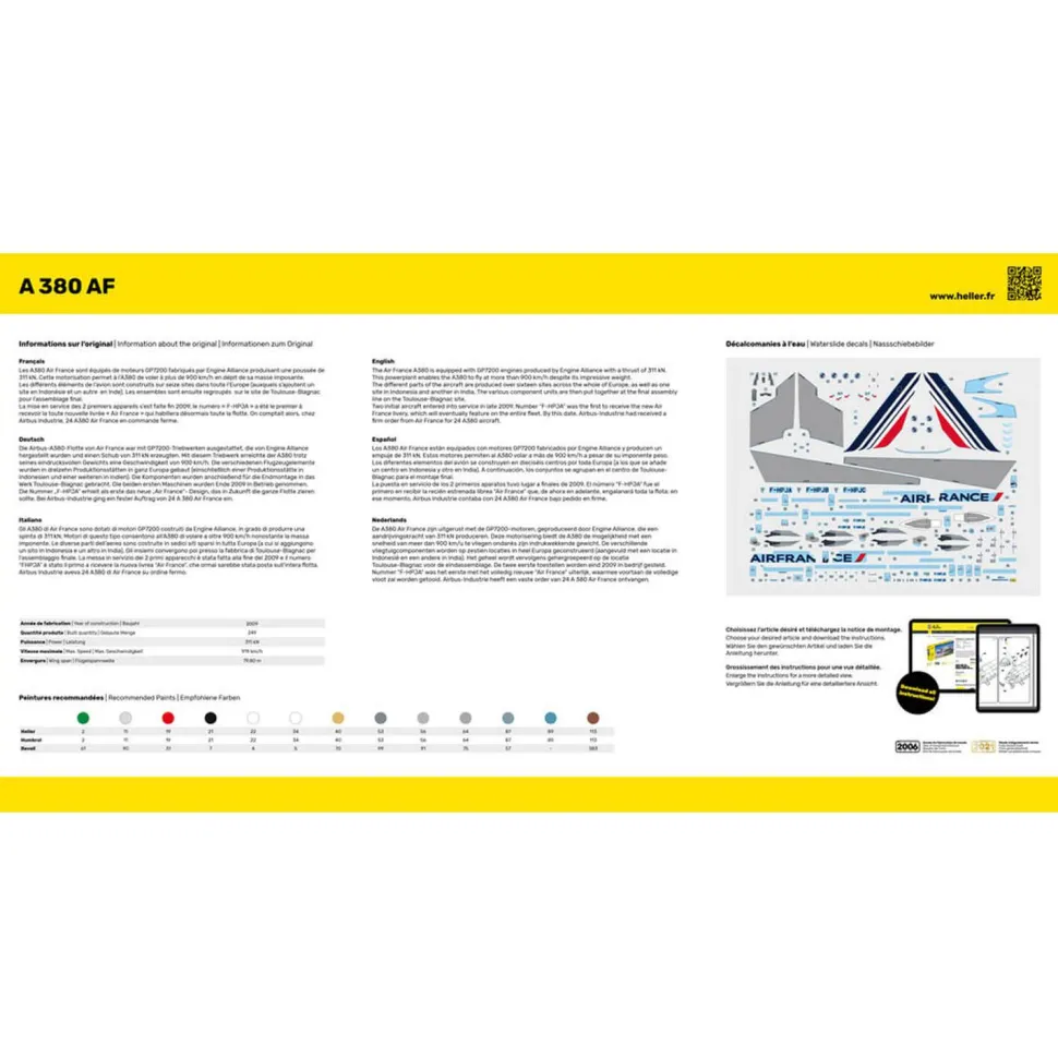 Maquette d'avion : Starter kit : A 380 AF - Heller