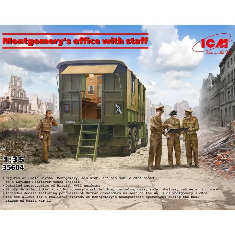 Maquette et Figurines : Le bureau de Montgomery avec son personnel - ICM