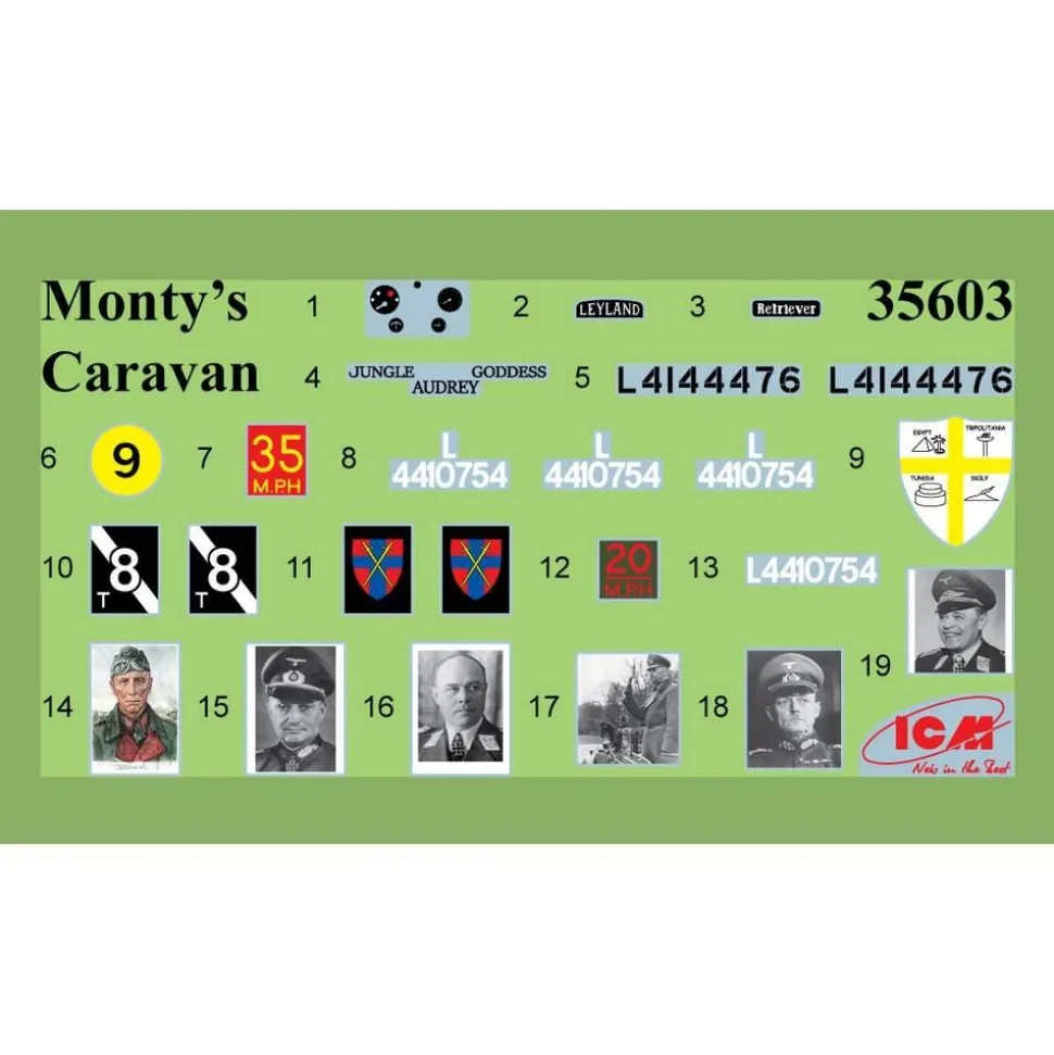 Maquette et Figurines : Le bureau de Montgomery avec son personnel - ICM