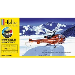 Maquette hélicoptère : Kit complet : ALOUETTE III Sécurité Civil - Heller