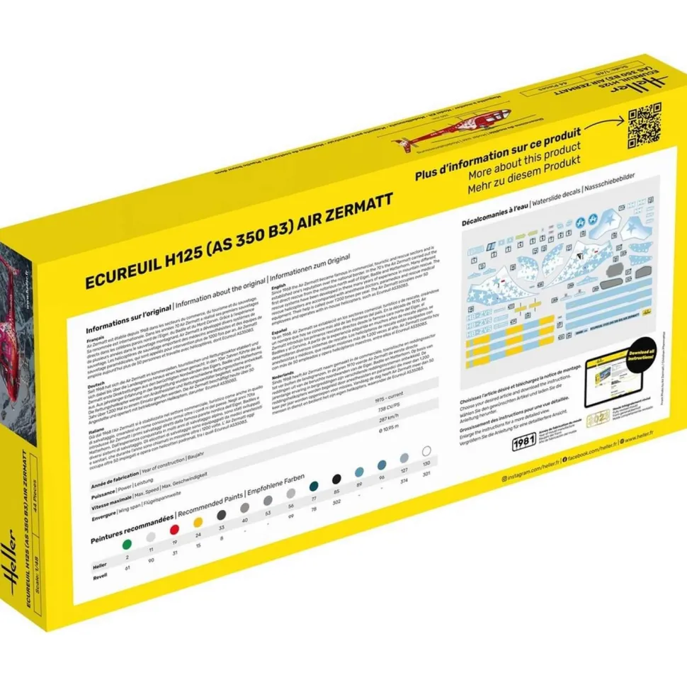 Maquette Hélicoptère : STARTER KIT - ECUREUIL H125 (AS 350 B3) - Heller