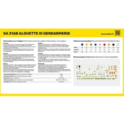 Maquette hélicoptère : Starter Kit : SA 316 Alouette III Gendarmerie - Heller