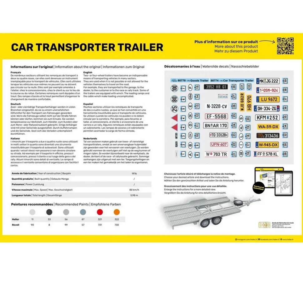 Maquette remorque : transport de véhicule - Heller