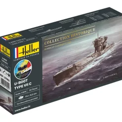 Maquette sous-marin : Collection historique : Starter Kit : U-Boot Type VII C - Heller