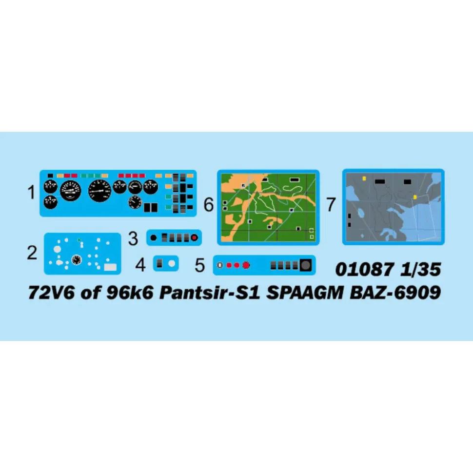 Maquette véhicule lance-missile : 72V6 of 96k6 Pantsir-S1 SPAAGM BAZ-6909 - Trumpeter