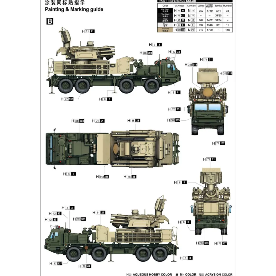 Maquette véhicule lance-missile : 72V6 of 96k6 Pantsir-S1 SPAAGM BAZ-6909 - Trumpeter