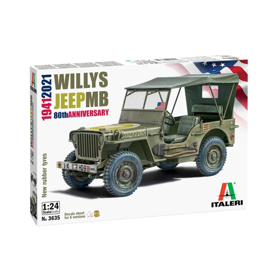 Maquette véhicule militaire : Jeep Willys MB 80ème anniversaire 1941-2021 - Italeri
