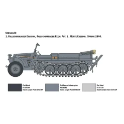 Maquette véhicule militaire : Sd.Kfz.10 Demag D7 et troupes - Italeri
