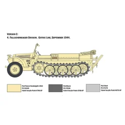 Maquette véhicule militaire : Sd.Kfz.10 Demag D7 et troupes - Italeri