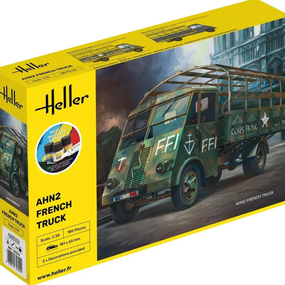 Maquette Véhicule Militaire : STARTER KIT- AHN2 - Camion Français - Heller