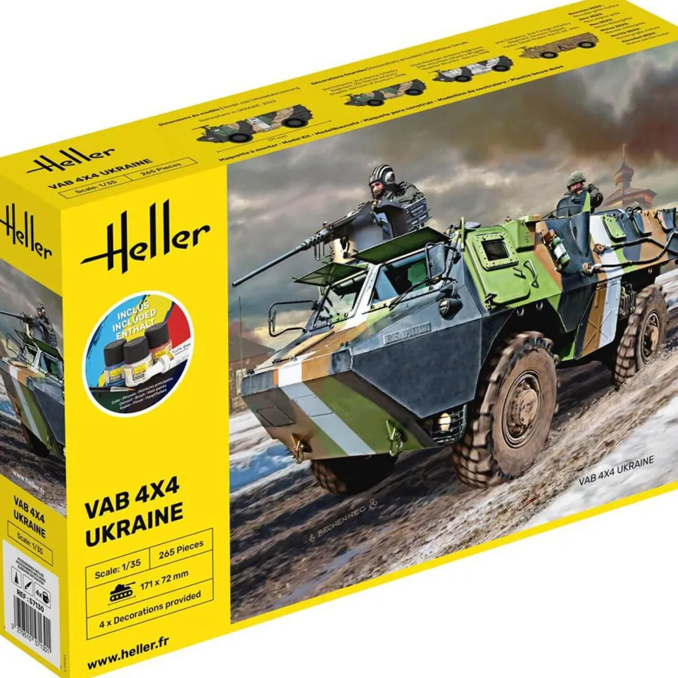 Maquette véhicule militaire : Starter kit : VAB 4x4 Ukraine - Heller