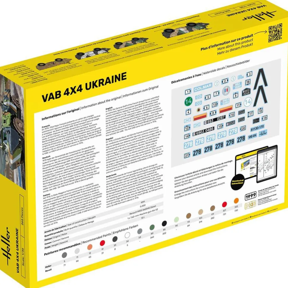 Maquette véhicule militaire : Starter kit : VAB 4x4 Ukraine - Heller