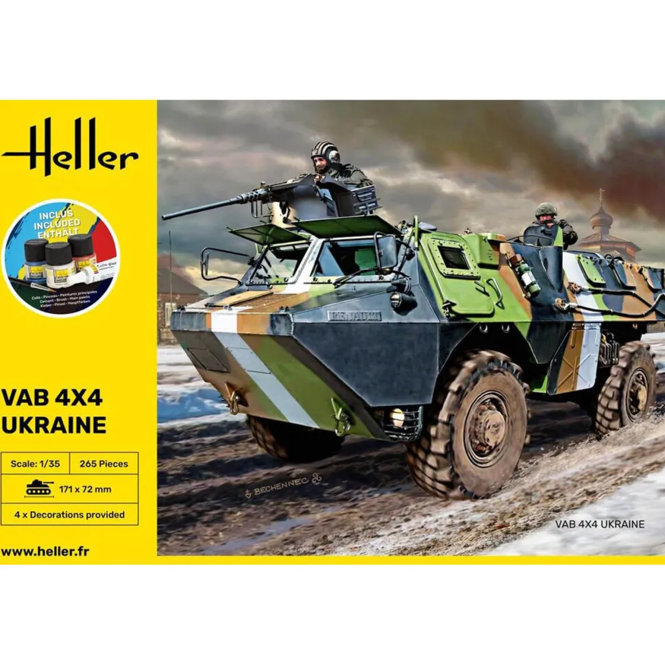 Maquette véhicule militaire : Starter kit : VAB 4x4 Ukraine - Heller