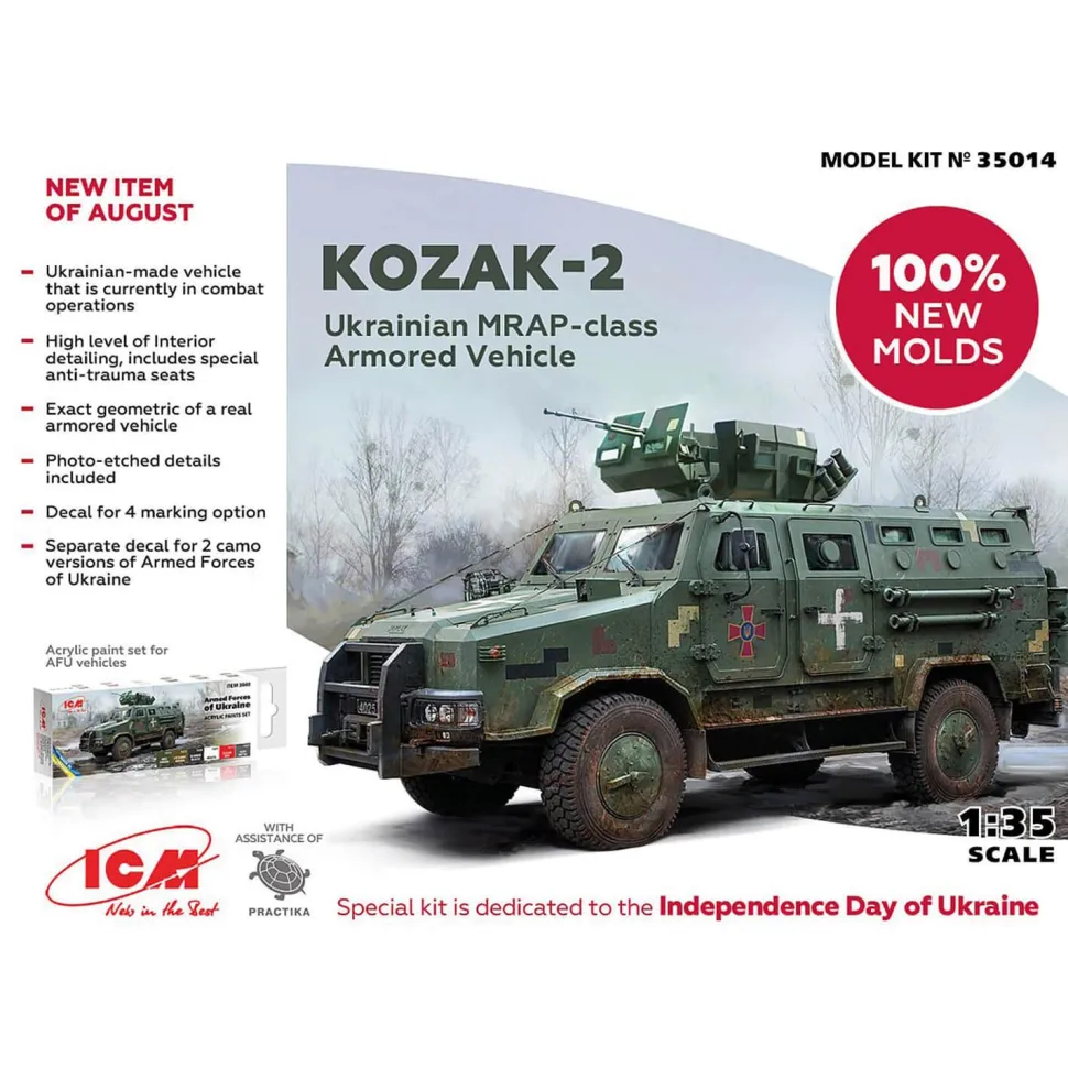 Maquette véhicule militaire : Kozak-2, Véhicule blindé ukrainien de classe MRAP - ICM
