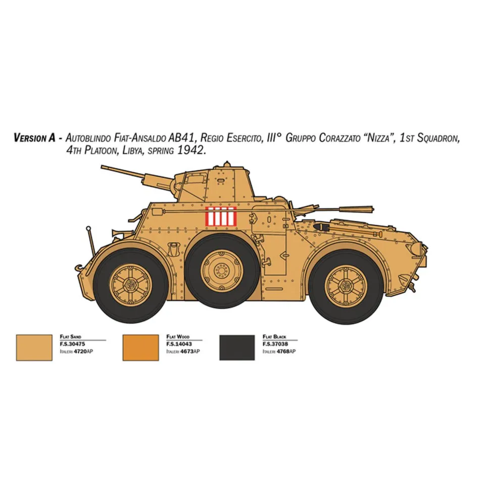 Maquette véhicule militaire et figurines : AB 41 et Infanterie Italienne - Italeri