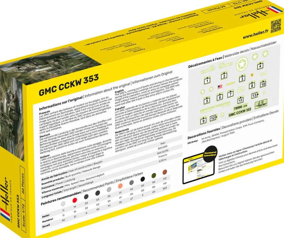 Maquette véhicule militaire : Kit : GMC CCKW 353 - Heller
