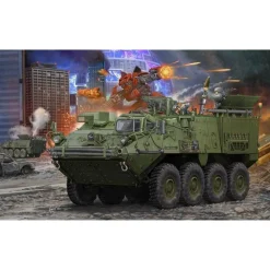 Maquette véhicule militaire : M1129 Stryker Mortar Carrier w. 120mm - Trumpeter
