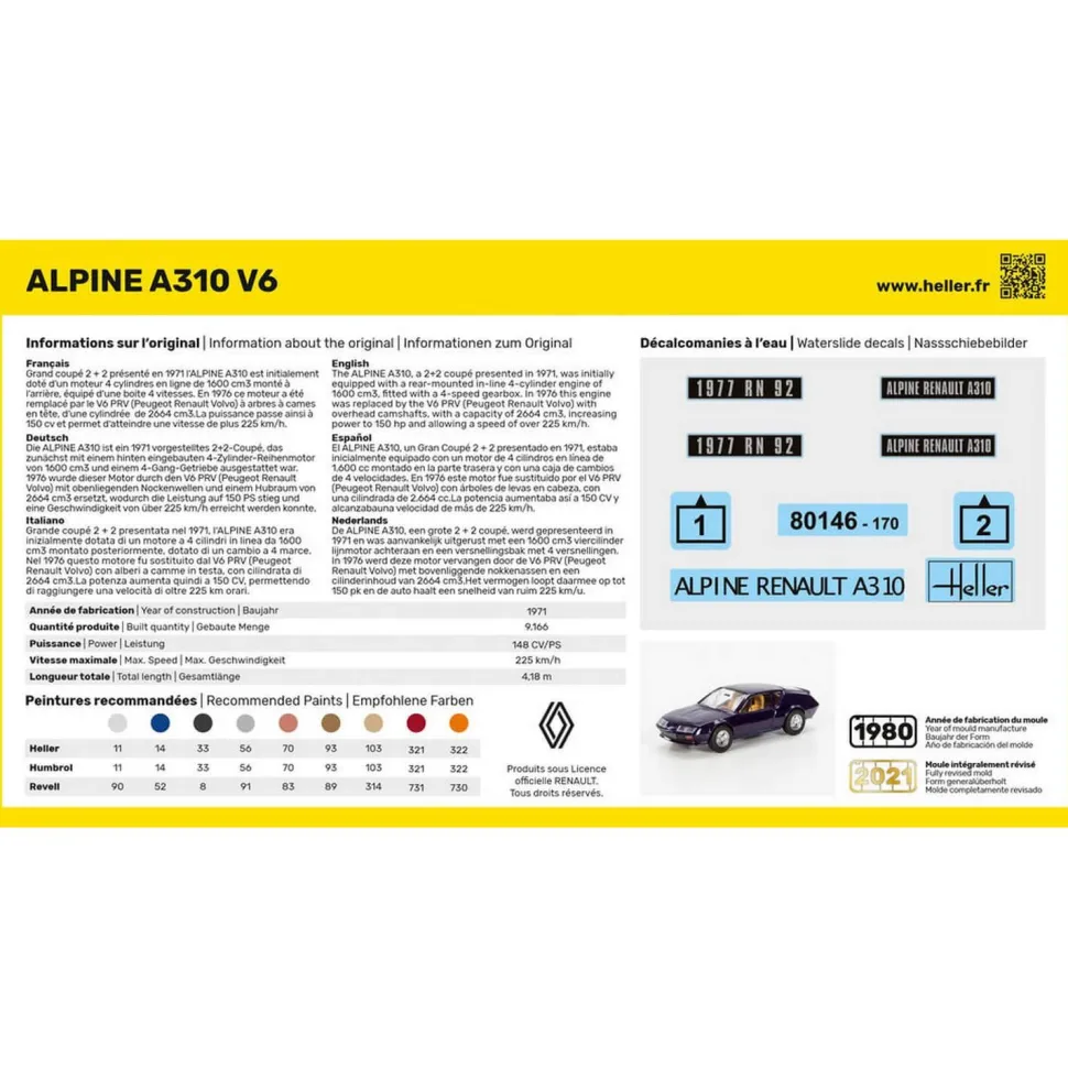 Maquette voiture : Alpine A310 - Heller
