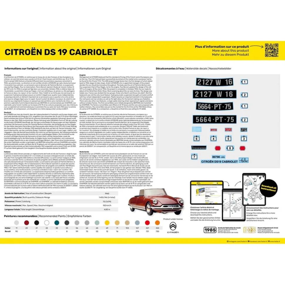 Maquette voiture : DS 19 cabriolet - Heller