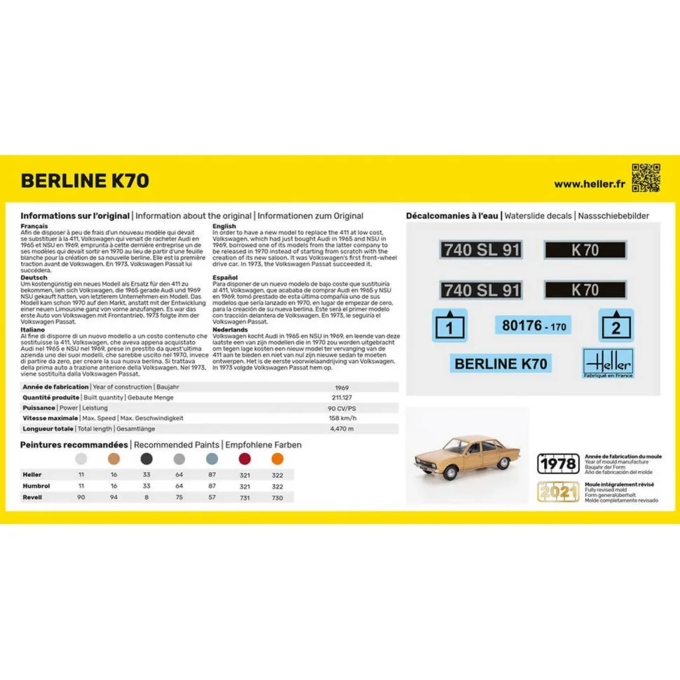 Maquette voiture : K70 - Heller