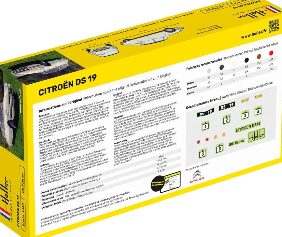 Maquette voiture : Kit : Citroën DS 19 - Heller