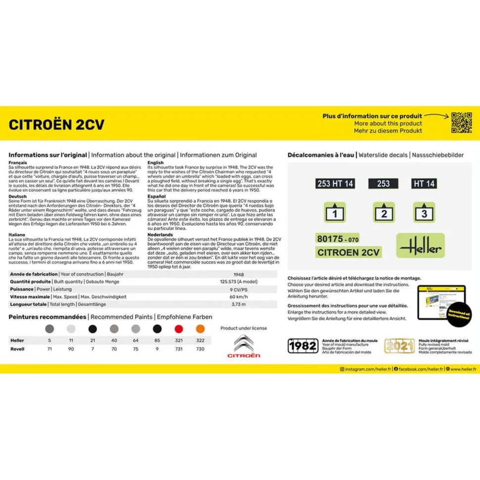 Maquette voiture : Kit : Citroën 2 CV - Heller