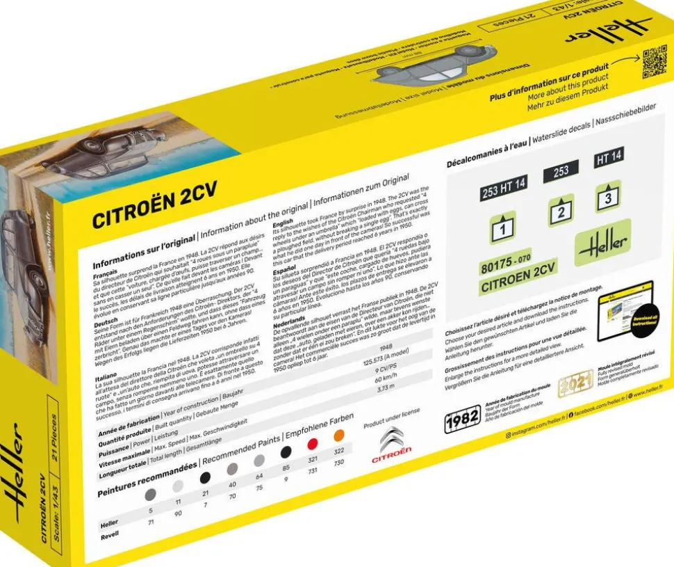 Maquette voiture : Kit : Citroën 2 CV - Heller