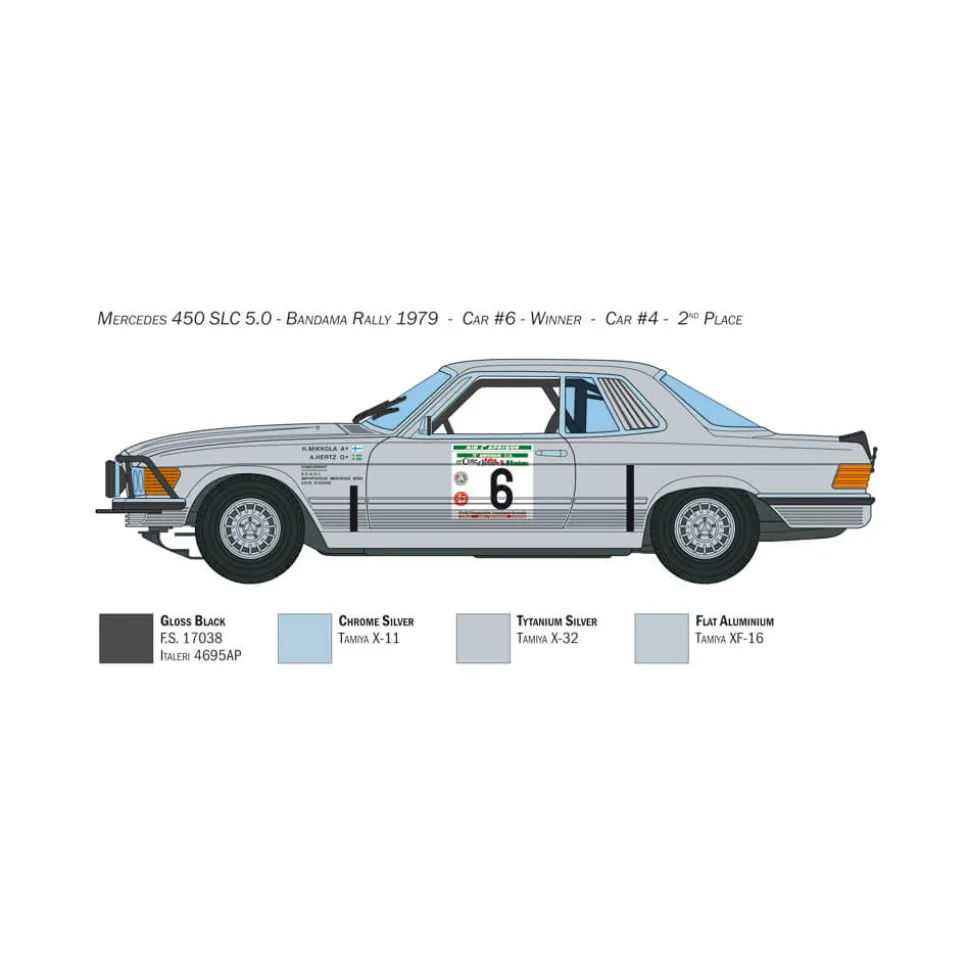 Maquette voiture : Mercedes 450 SLC Bandama Rally - Italeri