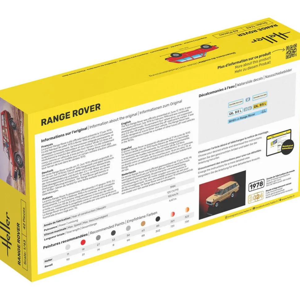 Maquette voiture : Starter kit : Range Rover - Heller
