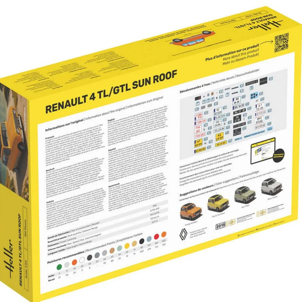 Maquette voiture : Starter kit : Renault 4 TL/GTL Sun Roof - Heller