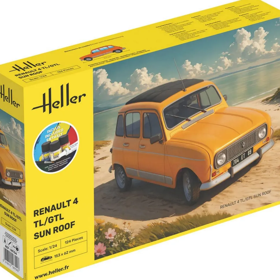 Maquette voiture : Starter kit : Renault 4 TL/GTL Sun Roof - Heller
