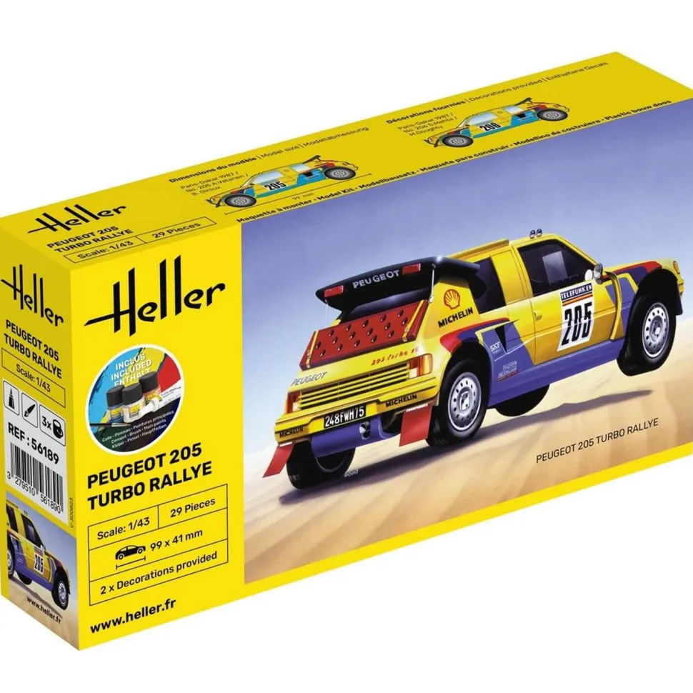 Maquette Voiture : STARTER KIT-Peugeot 205 Turbo - Heller