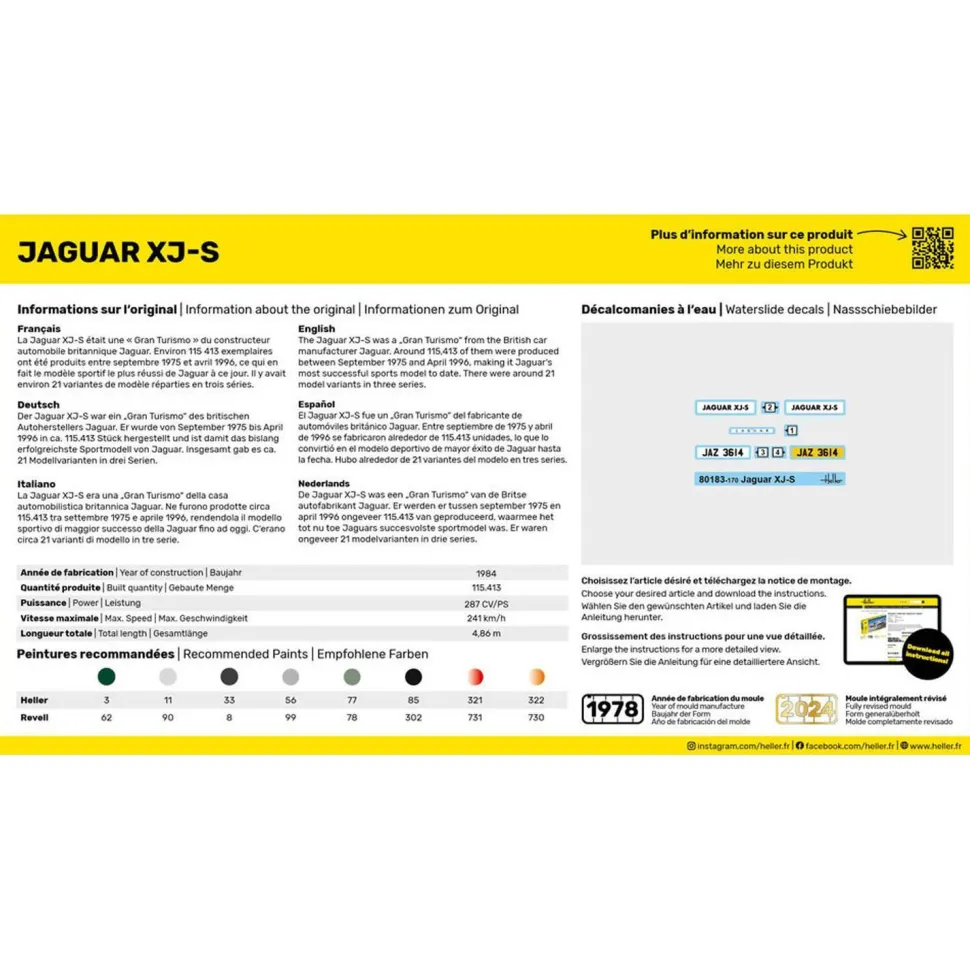 Maquette voiture : Starter kit : Jaguar XJS - Heller