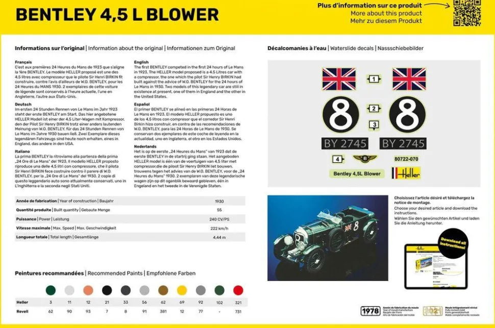 Maquette voiture : Bentley 4.5 L Blower - Heller