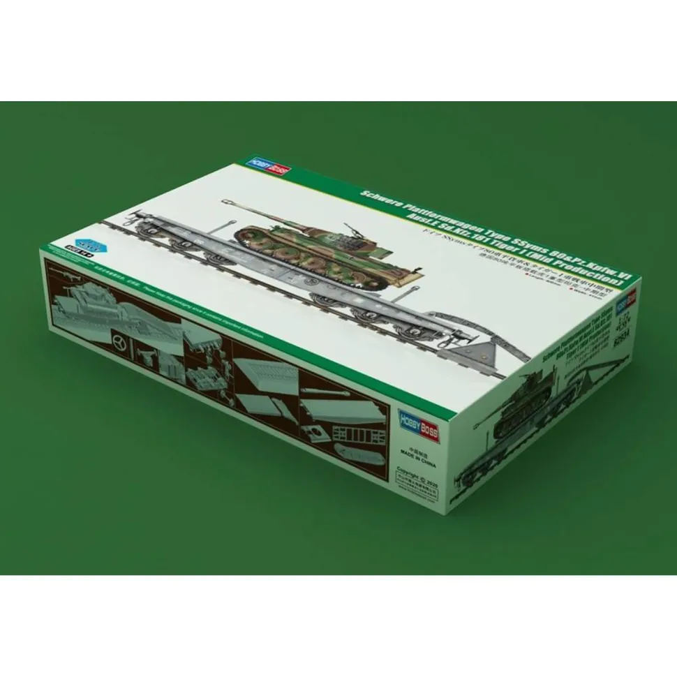 Maquette wagon : Wagon à plate-forme lourde type SSyms 80&Pz.Kpfw.VI Ausf.E Sd.Kfz.181 Tiger I (mi-p - Hobby Boss