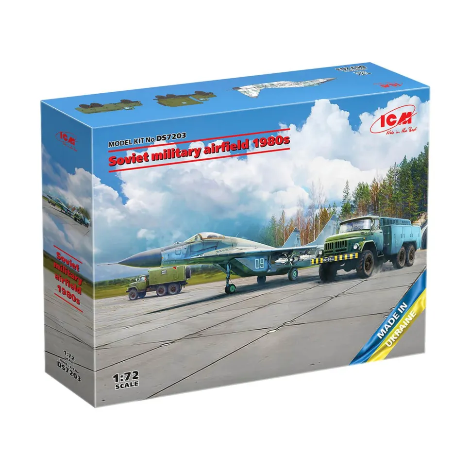 Maquettes Aérodrome militaire soviétique des années 1980 : MIG29, APA-50M (ZiL-131), ATZ-5 SovPAG-14 - ICM
