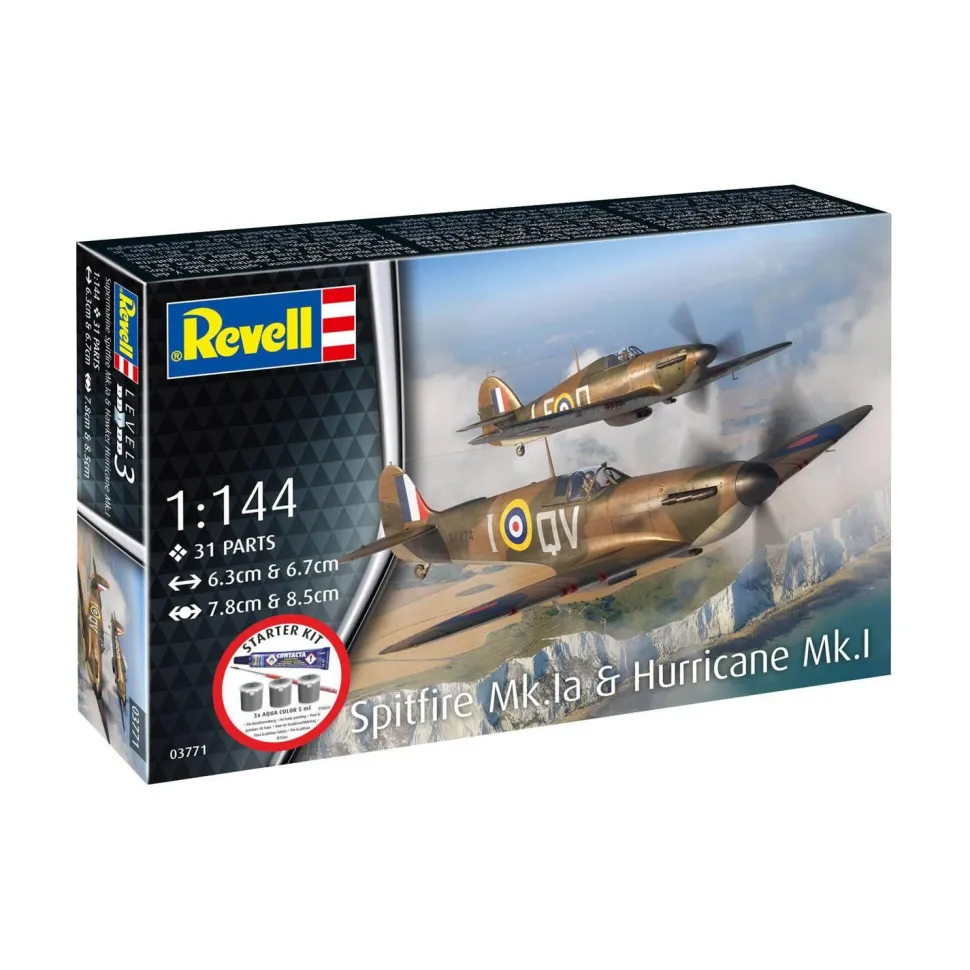 Maquettes avions : Starter Kit : Spitfire Mk.Ia et Hurricane Mk.I - Revell