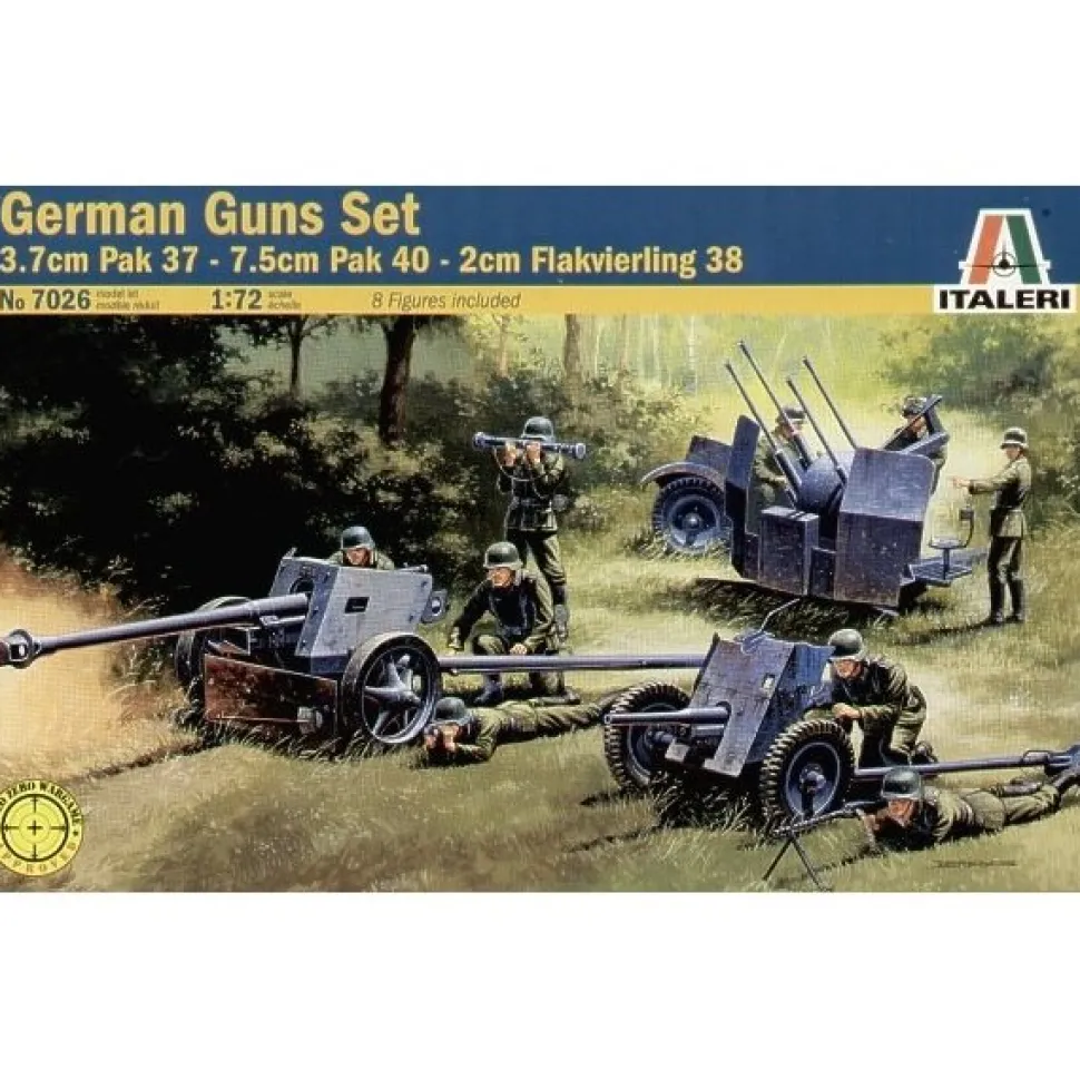 Maquettes canons allemands : Pak 37 / Pak 40 / Flakvierling 38 avec figurines - Italeri