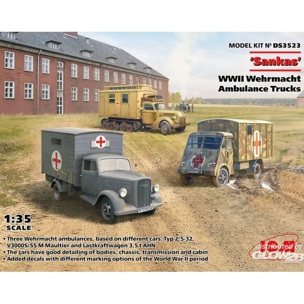 Maquettes Véhicules Militaire : Sankas' WWII Wehrmacht Ambulance - ICM