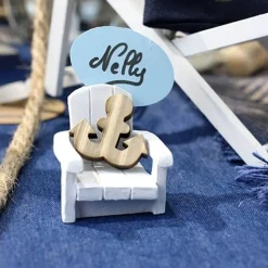 Marque-Place Chaise de plage en résine 4,5cm, Blanche - RueDeLaFete