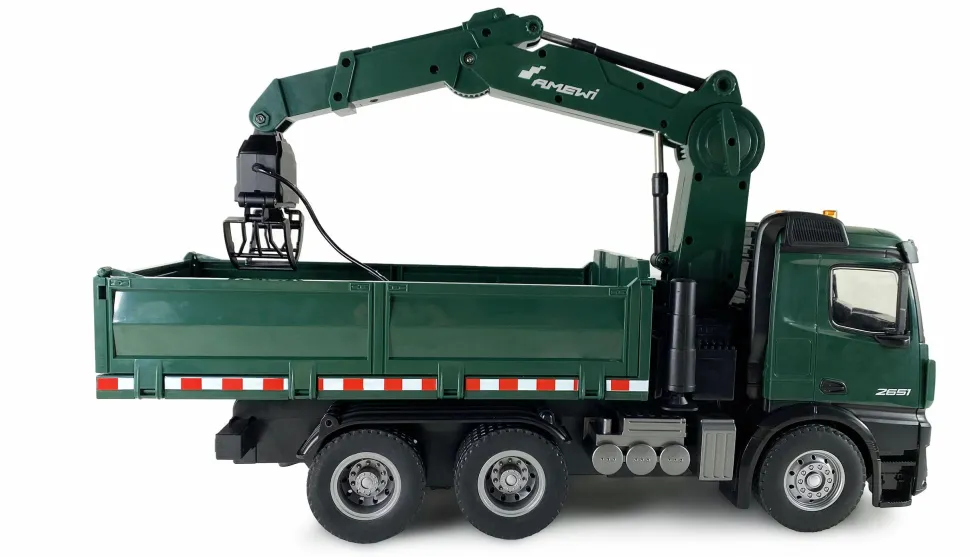 Mercedes-Benz Arocs Licence Camion grue avec benne RTR 1:14 vert - Amewi