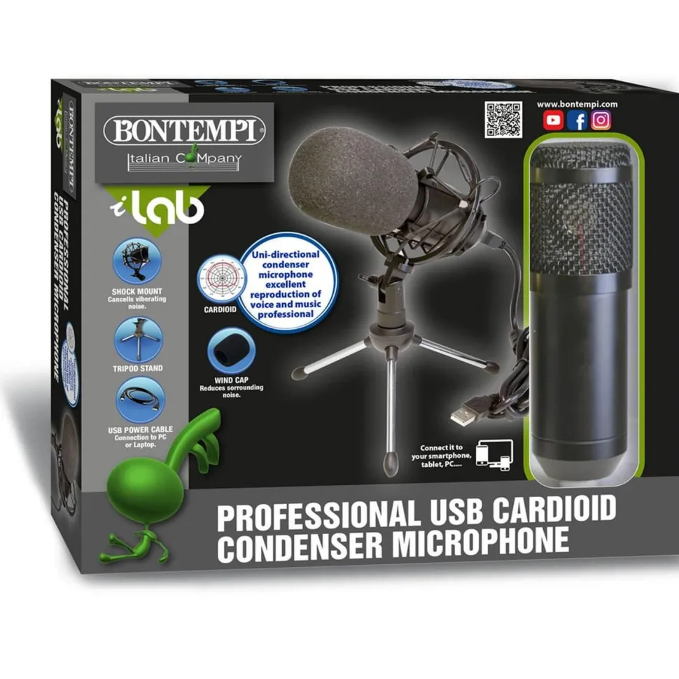 Microphone à condensateur cardioïde USB - Bontempi