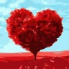 Mini broderie diamant : Arbre rouge Coeur - sans chassis en bois - Figured'Art