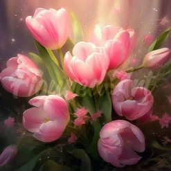 Mini broderie diamant : Belles Tulipes Roses - sans chassis en bois - Figured'Art