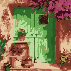 Mini broderie diamant : Entrée fleurie - toile tendue sur chassis - Figured'Art