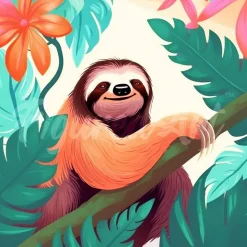 Mini broderie diamant : Paresseux Tropical - toile tendue sur chassis - Figured'Art