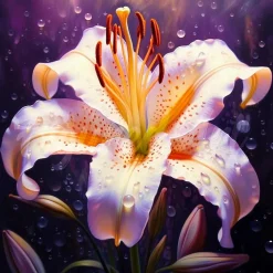 Mini broderie diamant : Épanouissement de Lys - toile tendue sur chassis - Figured'Art