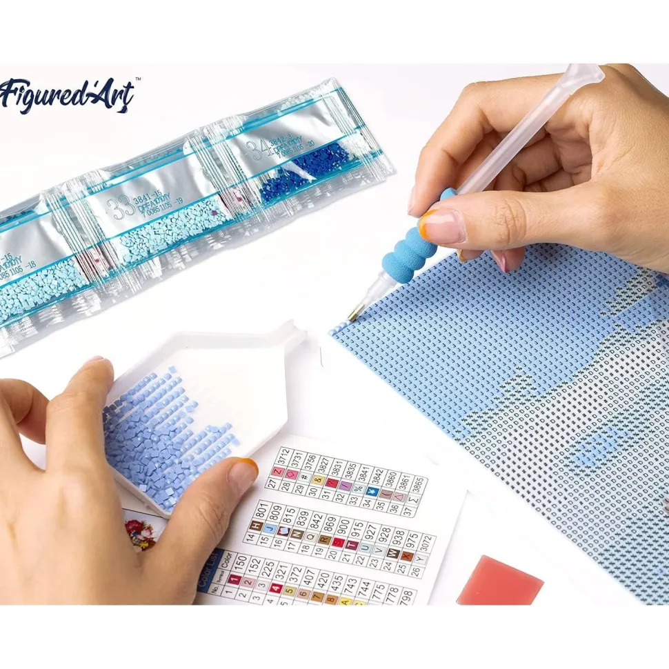 Mini broderie diamant : Épanouissement de Lys - toile tendue sur chassis - Figured'Art