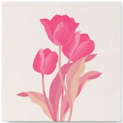 Mini peinture au numéro : 3 Tulipes roses - toile tendue sur chassis - Figured'Art